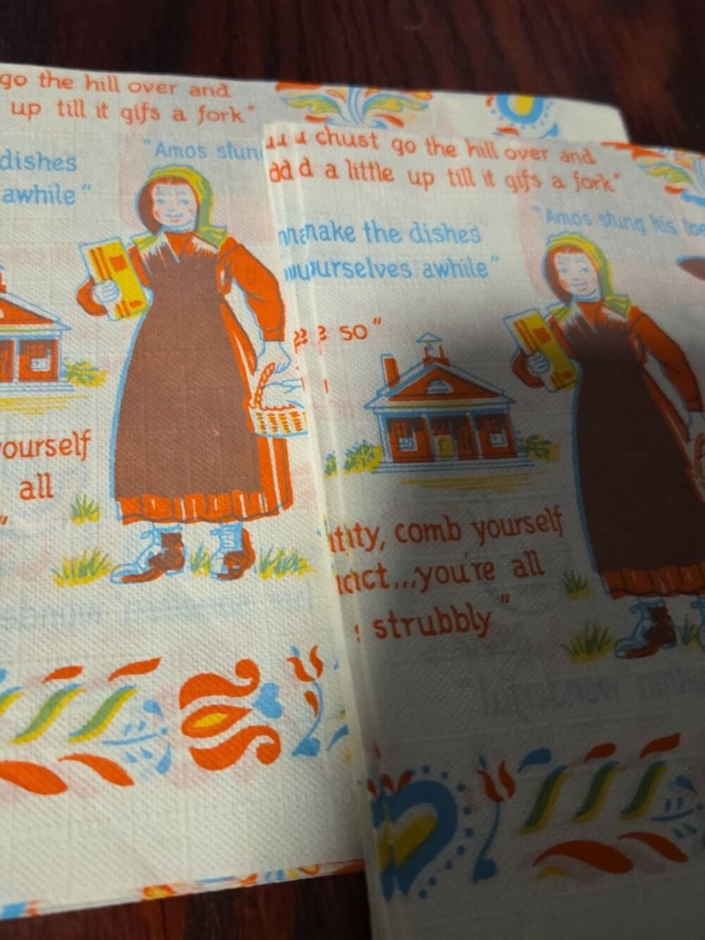 VTG Pennsylvania Dutch Amish Paper Napkins Lot | Folk Art Idioms Sayings Retro